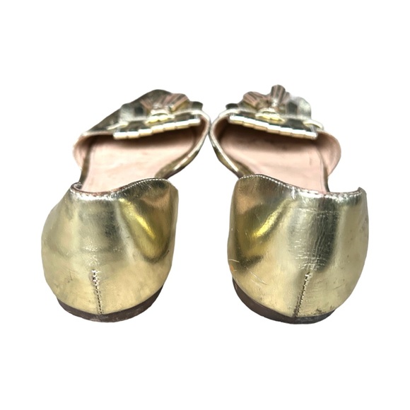 J. Crew Gold D'Orsay Flat Size 37 6.5 7 Womens Slip on Shoes - Picture 5 of 8